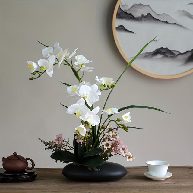 TEMU Jumbo Real Touch Phalaenopsis Orchideen - Künstliche Blumenarrangement im Topf für Wohnzimmer/Schlafzimmer/Büro 19,69 Zoll