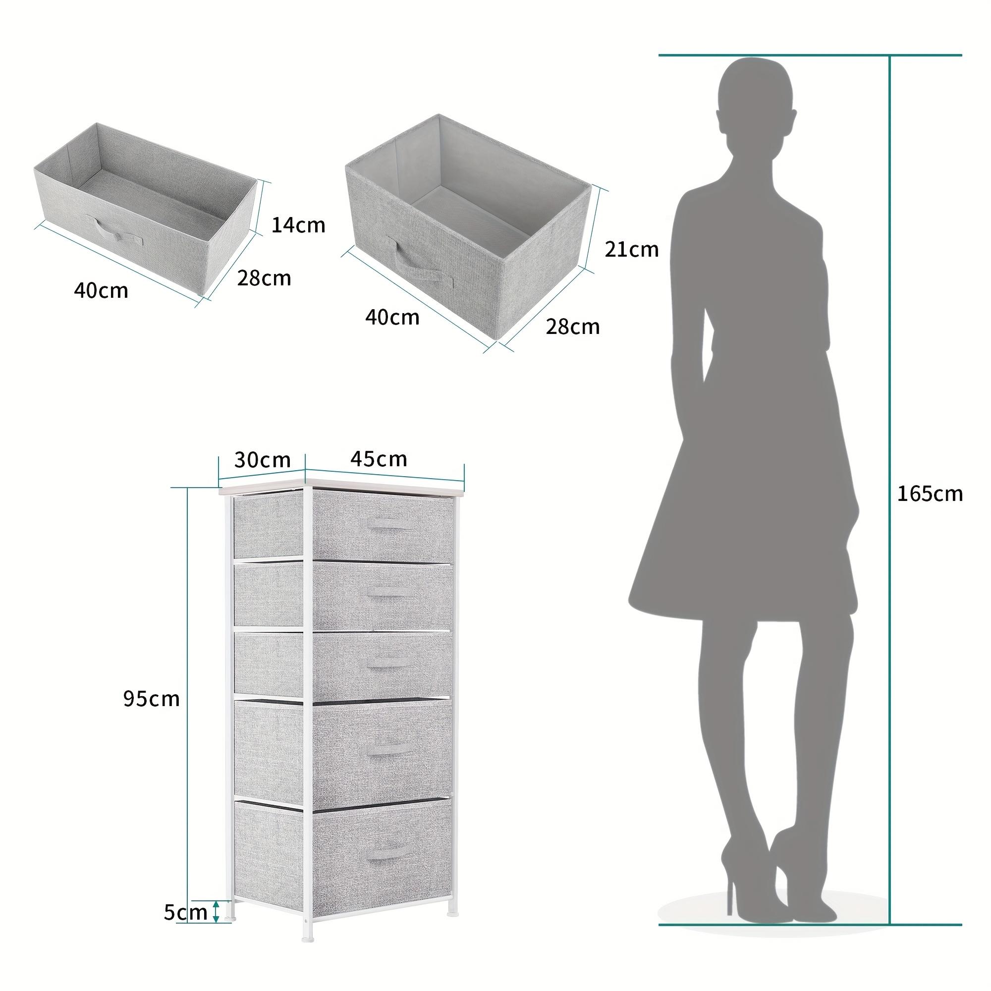 TEMU Fabric Dresser Chest Of Drawers 5 Drawer Bedroom Storage Organizer Unit, Bedside Cabinet Sturdy And Wooden Top For Living Room Closet