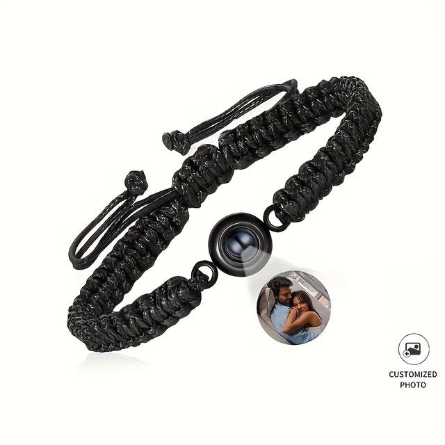 TEMU 1 szt. Męski bransoletka z własnym zdjęciem, modna personalizowana bransoletka z projekcją zdjęcia, pamiątkowy prezent dla mężczyzn/kobiet/rodziny/par/psów/kotów