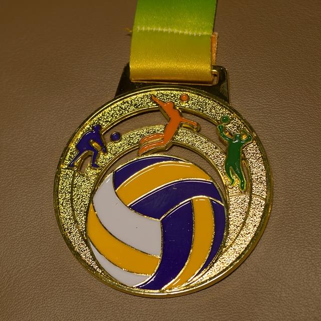 TEMU Hollow Zinc Alloy Volleyball Medal For Sports Games And Competitions, Creative Souvenir Award, Durable Painted Metal, Fit - Outdoor Leisure & Sports Supplies