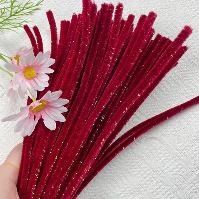 TEMU 200-pack Sparkle Pipe Cleaners In Assorted Colors - 30cm Nylon & Iron Flexible Twist Ties For Diy Crafts, Ideal For Christmas, Valentine's, Mother's Day Projects