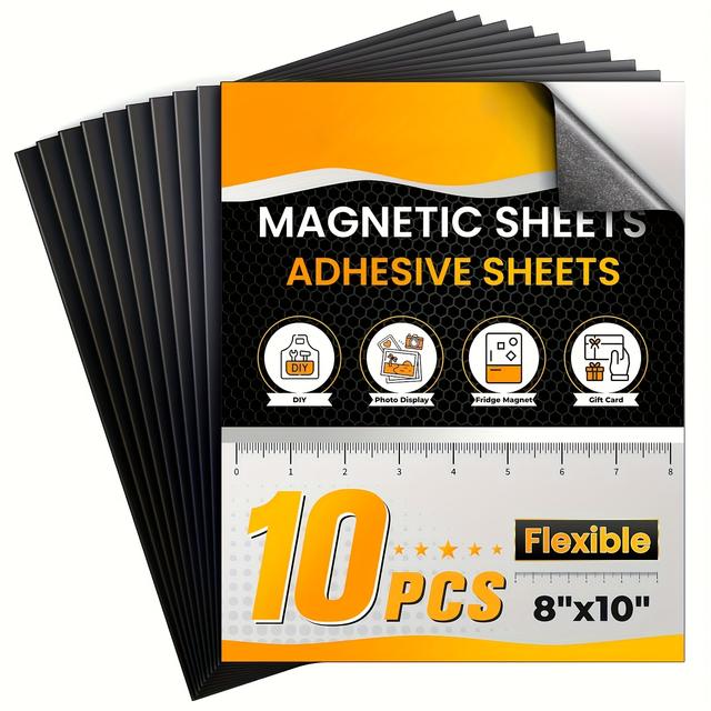 TEMU 10pcs 8" X 10" Magnetic Sheets With Adhesive Backing, Adhesive Magnetic Sheets Magnet Paper, Peel And Stick Magnetic Sheet Magnetic Paper, Flexible Magnetic Sheet For Photos, Artwork