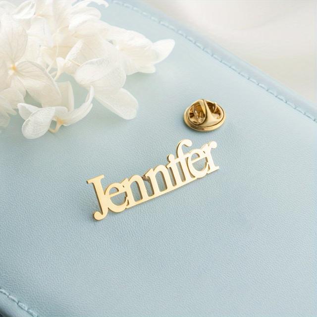 TEMU Custom Name Brooch, Stainless Steel Personalized Minimalist Name Brooch For Men, Lapel Pin For Suits, Men's Jewelry, English Language Only