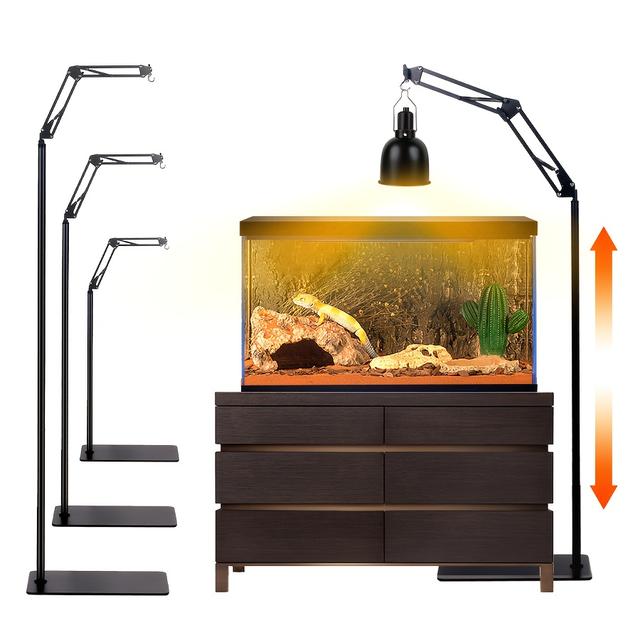 TEMU 1pc Adjustable Metal Reptile Heat Lamp Stand, Arm, Uncharged Terrarium Light Holder, With No Battery Required, For Lizard, Turtle, , , Amphibians, Parrot, Bird Cages
