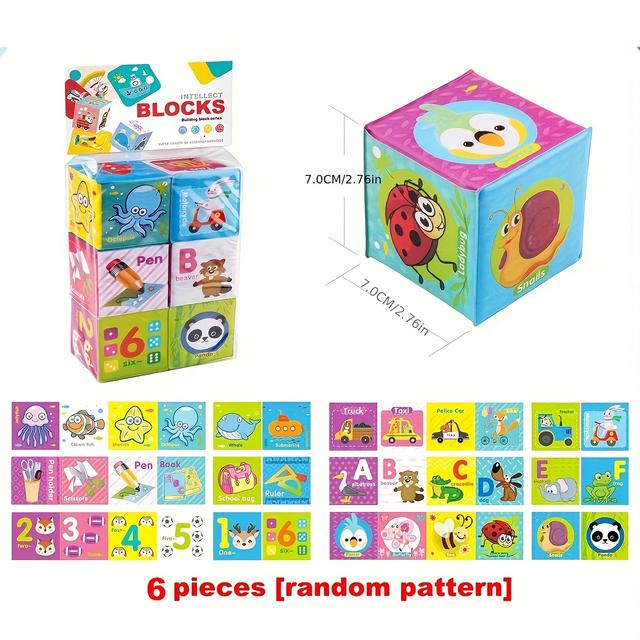 TEMU Soft Stacking Blocks, Sensory Stacking Fun For Babies - Set Of 4/6 Soft Sensory Blocks, Promotes Cognitive Development, Ideal Building Blocks For Toddlers
