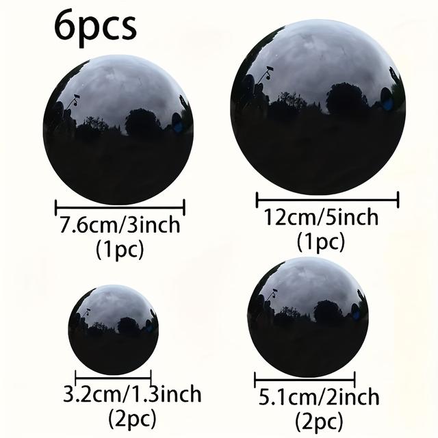 TEMU 1/6/7pcs Of Stainless Steel Gazing Balls, Polished Hollow Balls That Garden Scenery, Pre-drilled Gazing Ball Decorations Suitable For Home Gardens