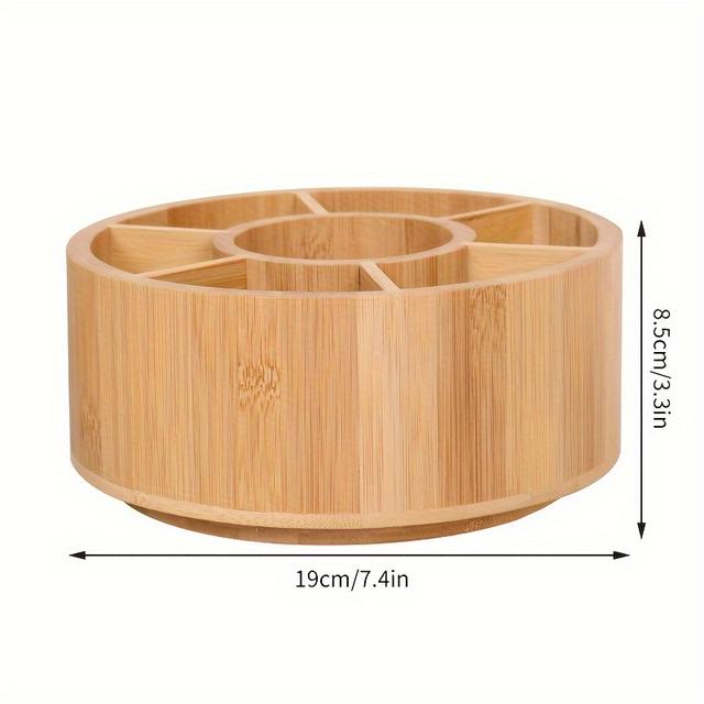 TEMU Bamboo Rotating Art Supplies Desktop Storage Box, Pen Holder Storage Box, Desktop Storage Pens, Colored Pencils, Crayons, Paintbrushes, And Office