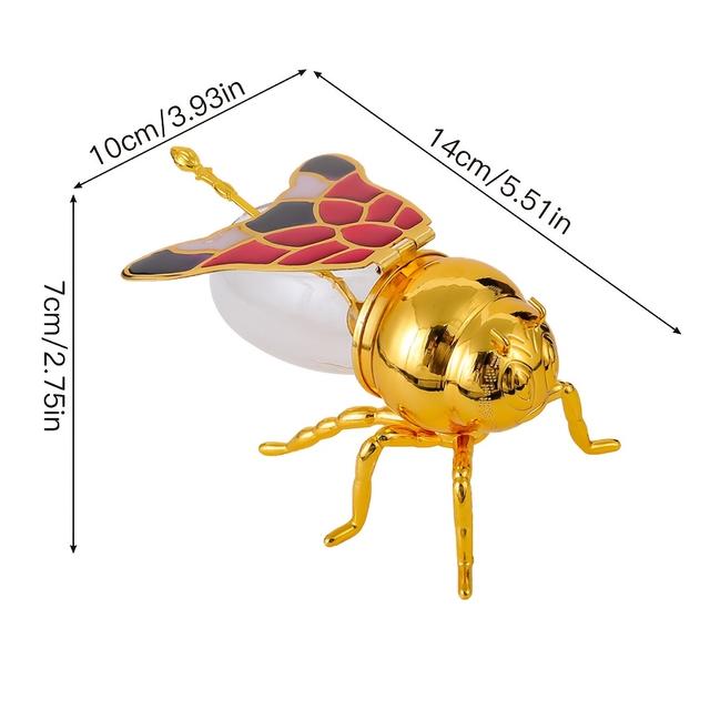 TEMU Un pot à miel créatif en d'abeille, avec une cuillère et un couvercle, un récipient à assaisonnement en métal, un gobelet à vintage, des ustensiles de cuisine