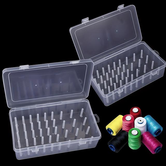 TEMU 2pcs Of Transparent Plastic Spool Storage Box With A Large Capacity To Store 42 Spools, Safe , Durable Pp Material Organizer Suitable For Sewing Embroidery Thread Handicraft Room, Sewing Storage
