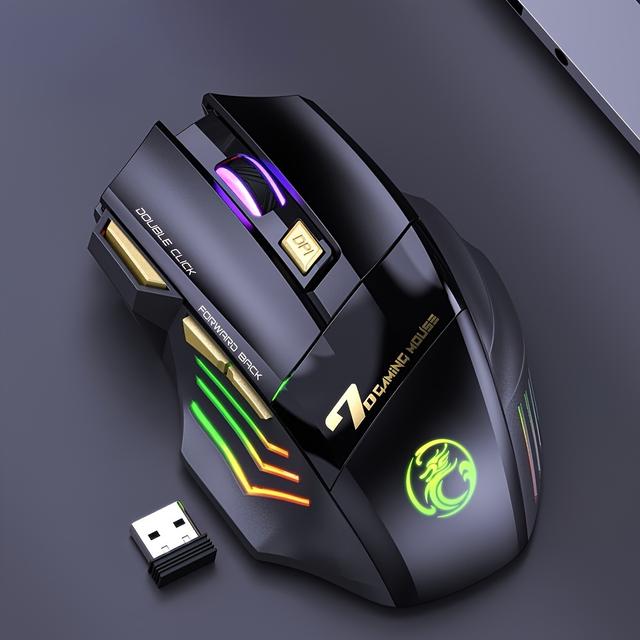 TEMU Elfo Laranja Rechargeable Wireless Gaming Mouse Compatible For Pc/laptop, Rgb Backlight With Right-handed Ergonomic, Silent Operation & Optical Tracking, - - Computer Mouse Suitable For /