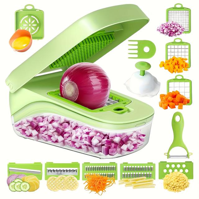 TEMU 17-in-1 Vegetable Cutter, Slicer, Onion Cutter, Fruit And Vegetable Slicer With A Container, Vegetable Cutter, And Chopper For Fruits And Vegetables