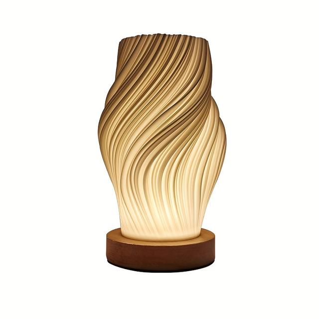 TEMU Lámpara de escritorio minimalista con ajustable, base de madera, USB y por un botón, ideal para decorar e dormitorios, salas de estar y residencias estudiantiles