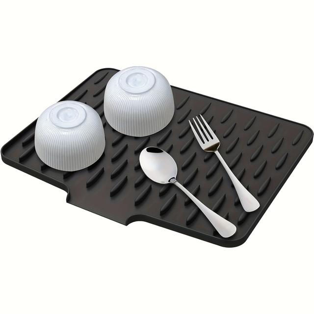 TEMU Non-slip Silicone Drainage Mat Suitable For Countertops, Sink, Refrigerator - Heavy-duty With Built-in Drainage System, Easy Clean Kitchen Mat, Fits 2 Styles For Modern Kitchens (silicone)