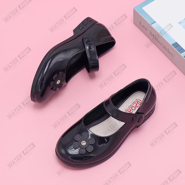 TEMU Girls School Shoes Black Uniform Flats For Kids Non Slip
