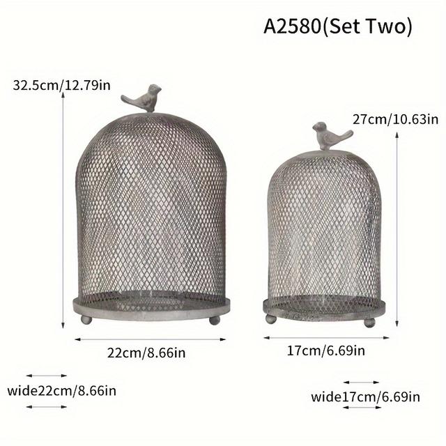 TEMU Vintage Birdcage-inspired Metal Candle Holder - Polished , Tabletop Design For Dining & Home Decor