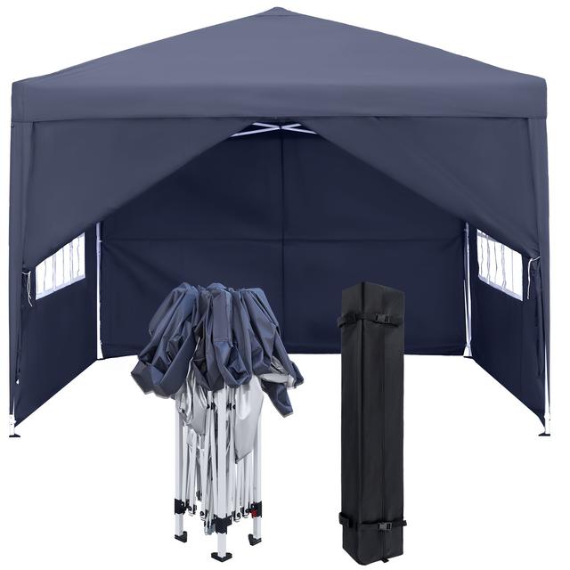 TEMU Portable 3x3m Folding Outdoor Canopy With Uv Protection - Tent Suitable For Garden,, Poolside, Markets & Events - Compact With Carry Bag & Enclosures