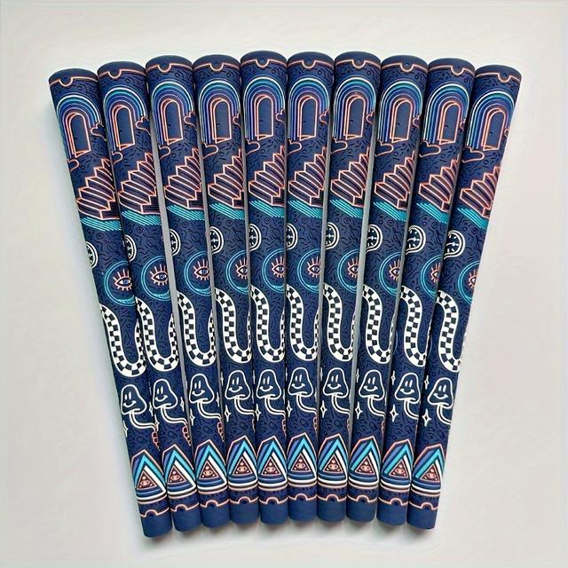TEMU 10er-Pack Multicolor Golf Grips, weiche Gummi-Handgriffe für Eisen und Holz, bequeme Golf-Club-Zubehörteile mit verschiedenen Mustern