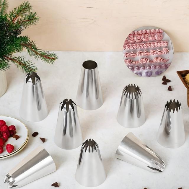 TEMU 8pcs Common Medium Piping Tips Set - Cake Decorating Toolkit For , Ideal For Flower Decorating, Beautiful Cupcakes, Cakes, , And Baked Goods