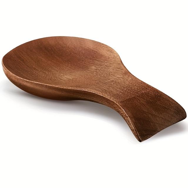 TEMU 1pc Elegant Wooden Spoon And Chopstick Holder - Modern Kitchen Organizer For Soup Spoons, Forks & Utensils, Durable Composite Wood, Non-electric, Ideal For Accessory, Spoon Rest