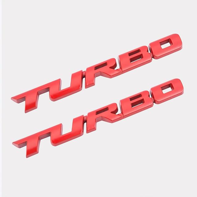 TEMU 2개 터보 레터 자동차 엠블럼 - 후드, 도어 & 범퍼용 3D 메탈 배지 | 방수 외부 액세서리 | 아연 합금 터빈 디자인 | 모든 모델에 적합