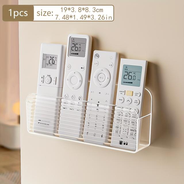 TEMU 1 قطعة/2 قطع صندوق تخزين جهاز التحكم عن بعد المعلق على الحائط، صندوق تخزين شفاف مخطط، معلق على الحائط، أكريليك شفاف، حامل هاتف