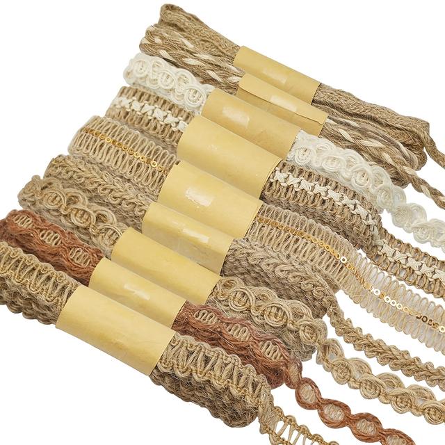 TEMU 9 Rolls Jute Ribbons Lace Craft Ribbon 18 Meters For Crafts Wraping Gifts Party Holiday And Rustic Wedding Decorations, Each Roll Is About 2 Meter Making