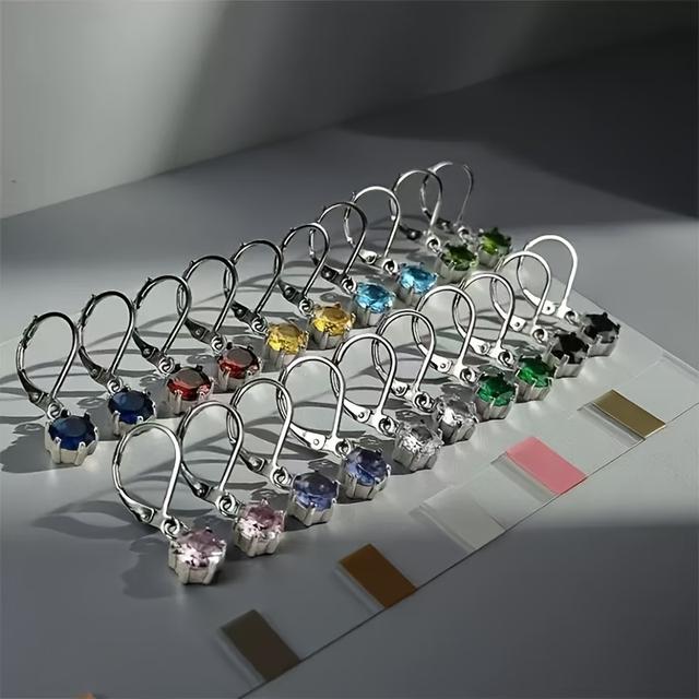 TEMU Gravurlose Titanstahl-Sechskrallen-Ohrringe mit farbigen synthetischen Zirkonia, super glänzendes 20-teiliges Set in zehn Farben