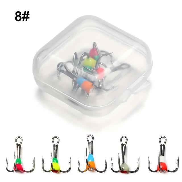 TEMU WILD HERO 5er-Set Eisfischerei-Dreifachhaken - Hochwertiger Kohlenstoffstahl, Verschiedene Größen (8#, 10#, 12#, 14#), für Winterangeln