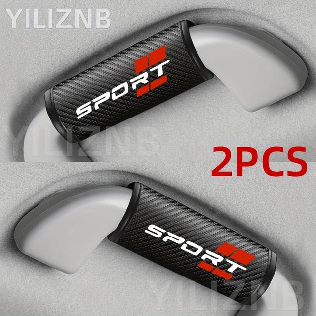 TEMU 2pcs Sports Car Roof Handle Faux Leather Carbon Fiber Protective Cover Wear-resistant Anti-dirty Sweat-absorbing Handle Cover Car Interior Decoration Supplies Roof Canopy Armrest Cover