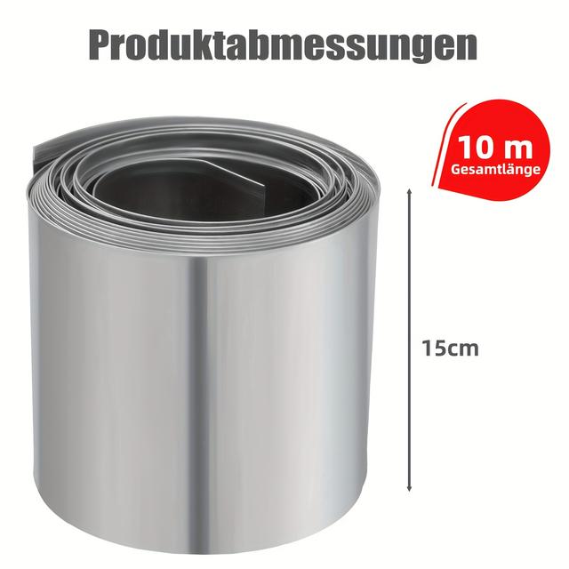 TEMU 1 Stück Gartenkante 10m*15cm Massive Metall-Landschaftskantenstreifen für Rasen, Beete Blumenbeete, Starkes Zink-Eisen, Einfach zu Installieren