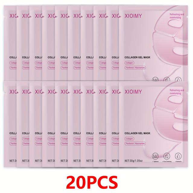 TEMU Xioimy 20pcs Collagen And Niacinamide Moisturizing Masks Enhance Facial Skin Hydration, Brightness, And Smoothness, Providing And A Glow, Suitable For Types, Collagen Masks.