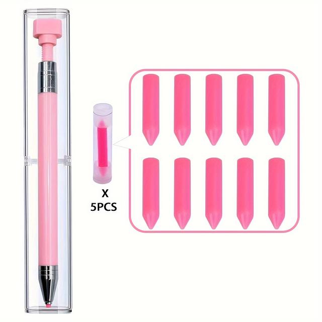 TEMU A Diamond Painting Pen Kit That Filled With Crayons For Nail Art, Featuring A Rotating Glue Dot Pen For Gems, Along With Additions And Tools For , Designed For Quick Bead And Gem Picking