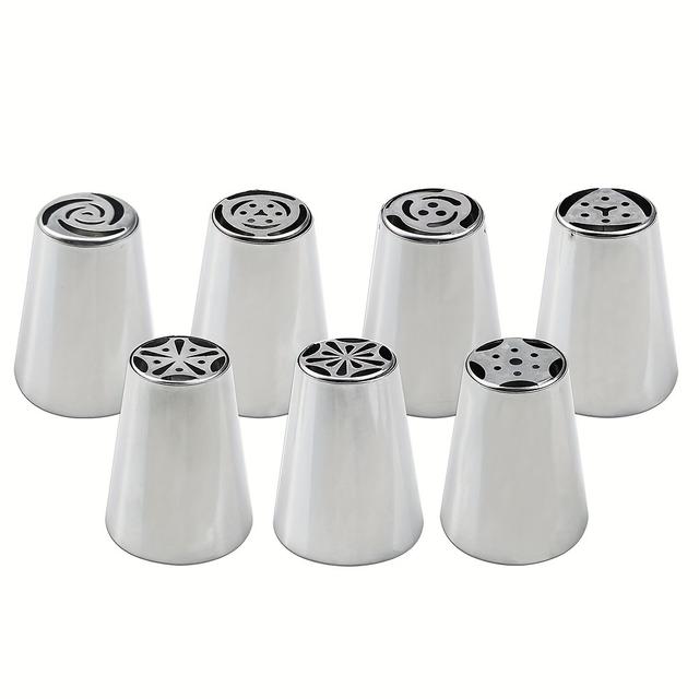 TEMU Set de Boquillas Rusas para Decoración, Boquillas de Acero Inoxidable para Decorar Cupcakes y Pasteles, 7 piezas para Flores y Otros Diseños