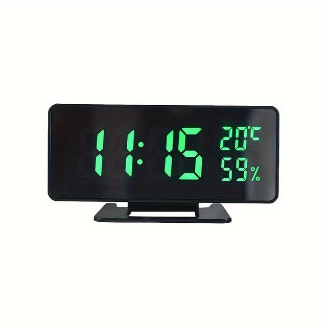 TEMU 1pc Digital Alarm Clock With Temperature Humidity 3 Alarms Desk Table Clock 12/24h Usb Electronic Led Clock For Home Decor Room Decor Office Decor