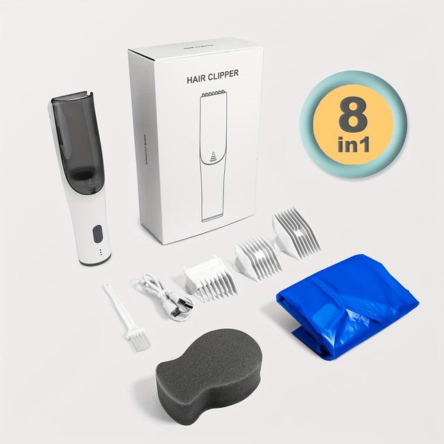 TEMU Electric Hair Clippers, Smart Vacuum Hair Cutter With Ceramic Blade, Auto Sucking Snipped Haircut Kit, Professional Rechargeable Body Hair Trimmer For , Gift For Mom