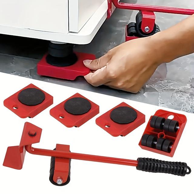 TEMU Furniture Transportation Moving Set Of 5pcs -4 Furniture Carts And 1 Crane - Each With A Carrying Capacity Of 150 - Anti Slip Coating - Easy To Move/move Assistance/crane