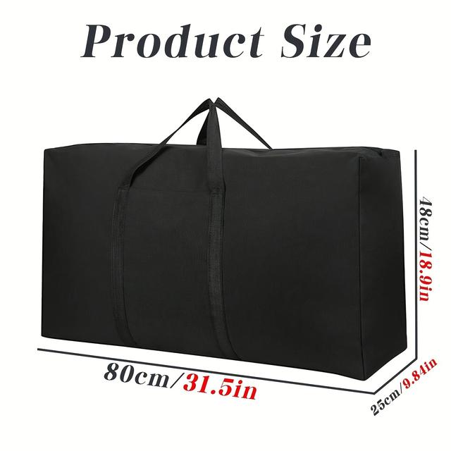 TEMU 1pc Oxford Cloth Large Storage Bag With Reinforced Handles And Double Zipper - Foldable Trunk Organizer For Home Moving, Travel, And Outdoor Camping
