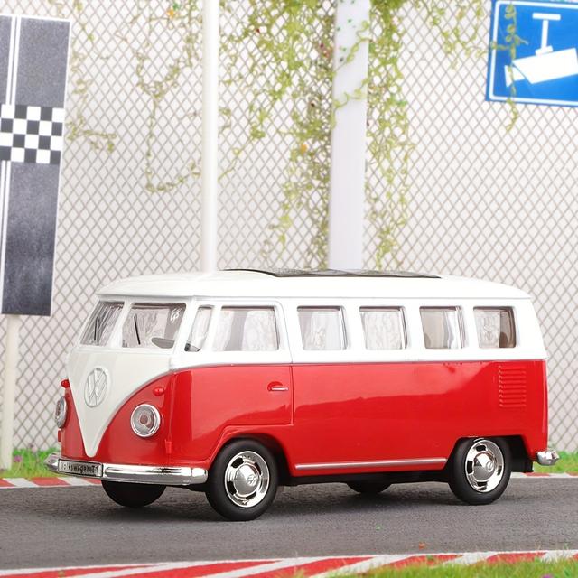 TEMU Simulatie 1:43 VOLKSWAGEN Bus T1 Legering Auto Model Kinderspeelgoed Hangertje Elektrische Auto Model Jongens Speelgoed Verjaardagscadeau