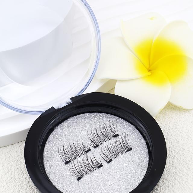 TEMU صناعية نصف عين مغناطيسية - 4مم/11مم، مظهر طبيعي، سهلة التطبيق للمبتدئين، مقاومة للماء ومريحة، أداة مكياج مناسبة للسفر، حزمة زوج