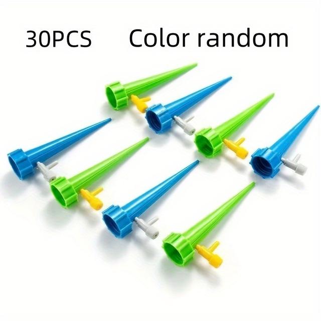 TEMU 30 قطعة من فوهات الري الأوتوماتيكية، فوهات الري البطيئة القابلة للتعديل، جهاز ري بلاستيكي للنباتات مع صمام تحكم للاستخدام في الهواء الطلق وأثناء العطلات، ألوان عشوائية