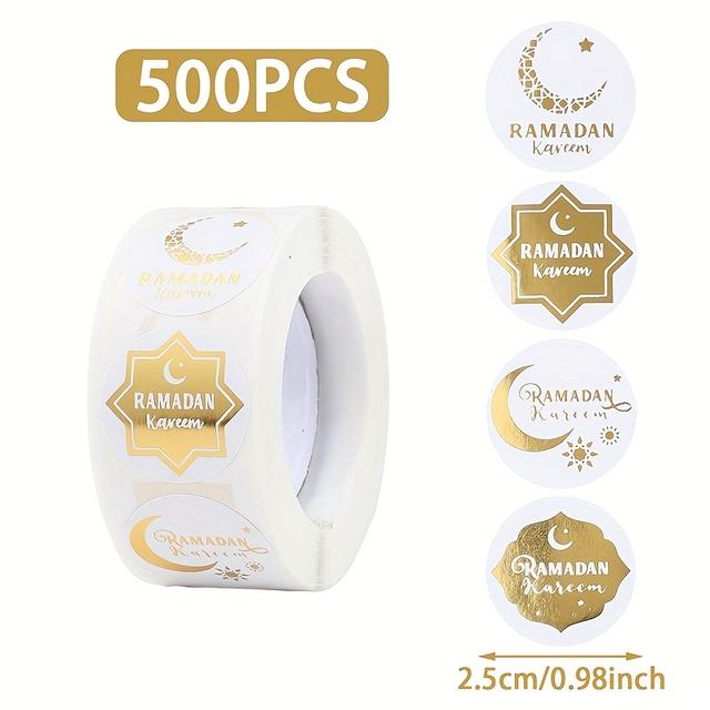 TEMU 500pcs/roll, Seals Stickers, Ramadan Kareem Round Stickers, Golden Stickers, Party Supplies, Ramadan Decoration For Home, Ramadan Mubarak Eid Al-fitr Gifts, Eid Al Adha Decor