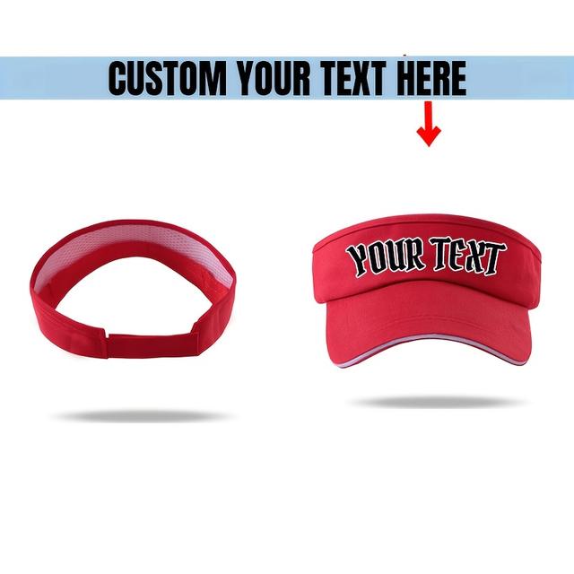 TEMU Customizable Visor Cap - Adjustable, Lightweight Polyester Sun Hat For Sports, Golf, Tennis - Unisex, Personalized Text Option, Multiple Colors (blue, Black, Red, Yellow, Orange, White)