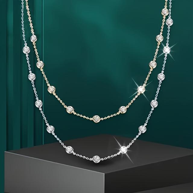 TEMU Set Of 2 925 Sterling Silver Plated Women's Jewelry For Daily Wear 2.5 Carats With A Sleek And And A Gentle Mature And , A For , Family Or Girlfriend At Christmas