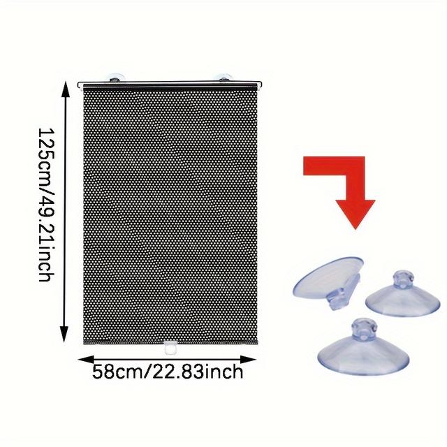 TEMU 1pc Sunshade With Suction Cup, Non-perforated, Telescopic Design For Bedroom, Living Room, Office, And Car. Portable And Easy To Set Up