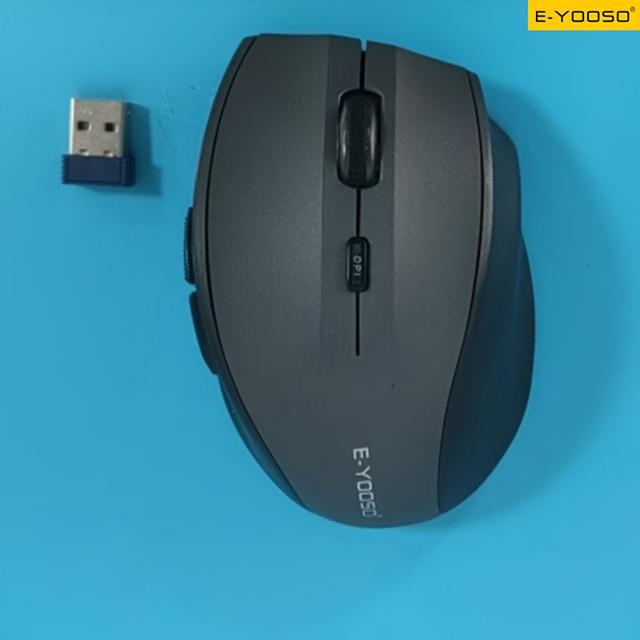 TEMU E-yooso Wireless Mouse, Suitable For Laptops, 2.4ghz Computer Mouse With Usb-a Receiver, Featuring 6 Buttons, Designed For Medium To Large Hands, Compatible With Pcs, Laptops, And Desktops