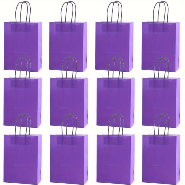 TEMU 12pcs Medium Purple Paper Gift Bags - 6.3x8.7x3.1 Inches, Birthday Parties, Weddings, Holidays & More - High- & Takeout Bags