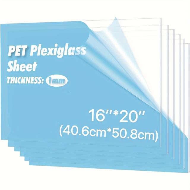 TEMU 3-pack 16"x20" Large /plexiglass Sheets - Heavy-duty Transparent Plastic Panels, Bulk Bulk Pet Sheets For Diy Crafts, Picture Frames & Sign Making