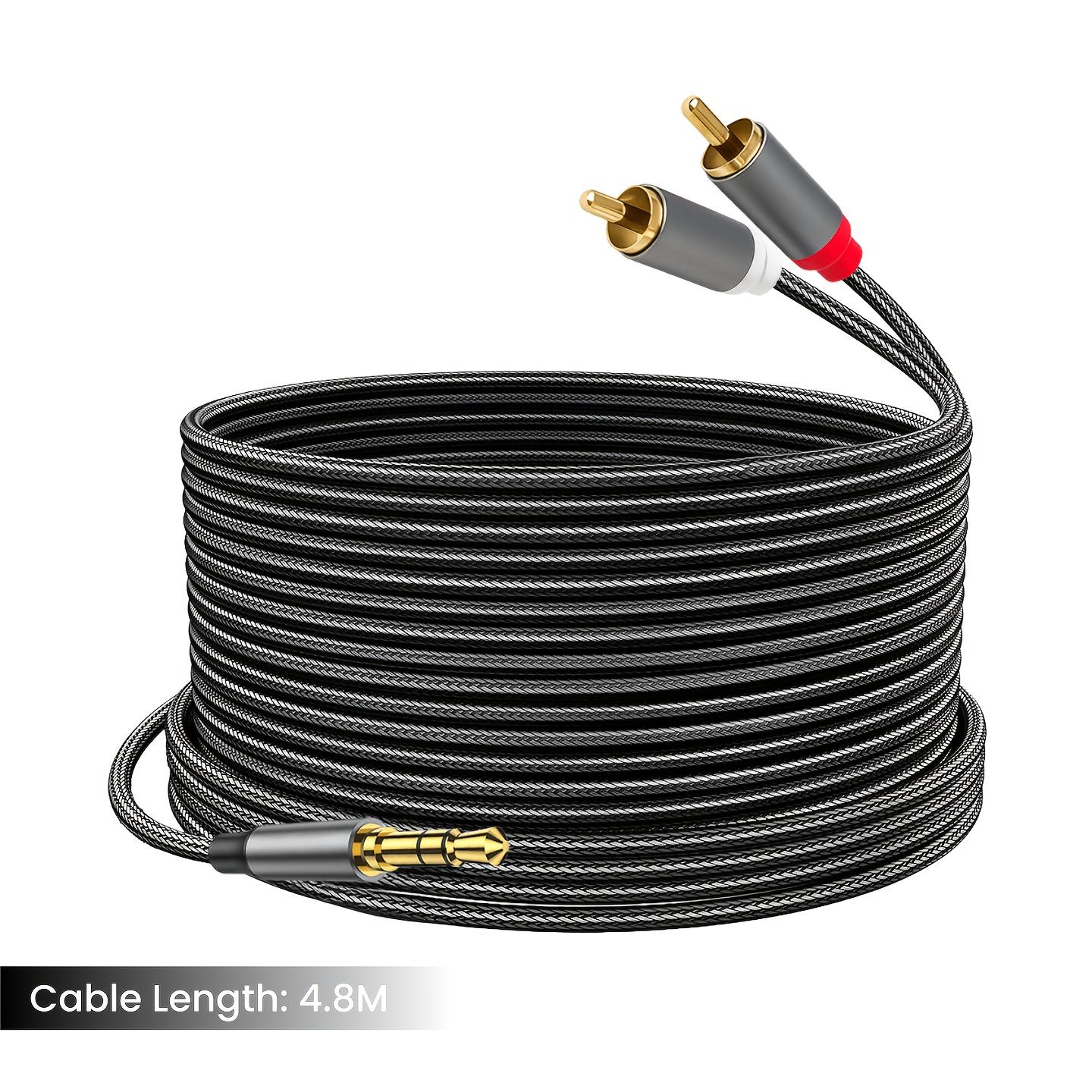 TEMU 2RCA auf 3,5mm Kabel, Aux auf RCA Kopfhörer Stecker auf Stecker Adapter Nylon geflochten 1/8 Audio Y Kabel für Smartphones, MP3, Tablets, Lautsprecher, HDTV - Grau