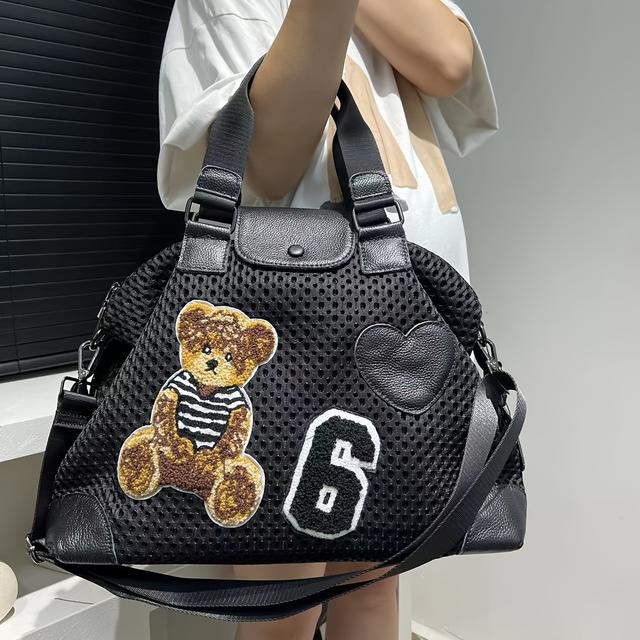 TEMU Sac bandoulière léger et élégant en pour femmes, grande , étiquette patchwork pour voyage et vacances, sac à bandoulière et fourre-tout