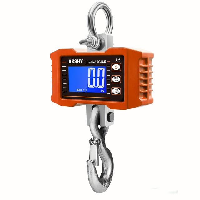 TEMU Reshy 2200lb/1000kg Digital Hanging Crane Scale, Industrial Heavy Duty, Aluminum Alloy, Battery Powered, ≤36v, 0.1 Measurement Accuracy, With International , Without Battery